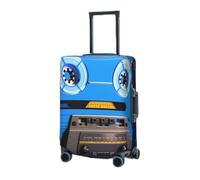 RLDOBOFE Housse de protection élastique pour valise, bande audio sur fond bleu, housse de protection lavable anti-poussière pour bagages de 45,7 à 81,3 cm, Noir , M
