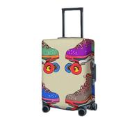 RLDOBOFE Housse de protection élastique pour valise de voyage rétro colorée pour valise, housse de protection lavable et résistante à la poussière pour bagages de 45,7 à 81,3 cm, Noir , L