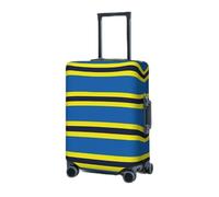 RLDOBOFE Housse de protection élastique pour valise, housse de protection lavable à rayures jaunes et bleues, housse de protection anti-poussière pour bagages de 45,7 à 81,3 cm, Noir , M