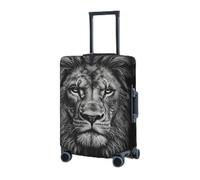 RLDOBOFE Housse de protection élastique pour valise, housse de protection lavable en forme de tête de lion noire et blanche, housse de protection anti-poussière pour bagages de 45,7 à 81,3 cm, Noir