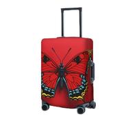 RLDOBOFE Housse de protection élastique pour valise, housse de protection lavable et anti-poussière pour bagages de 45,7 à 81,3 cm, motif papillon sur fond rouge, Noir , S