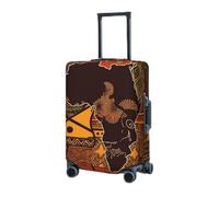 RLDOBOFE Housse de protection élastique pour valise, motif carte africaine, motif ethnique, housse de protection lavable, housse de protection anti-poussière pour bagages de 45,7 à 81,3 cm, Noir , L