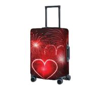 RLDOBOFE Housse de protection élastique pour valise, motif cœurs, feux d'artifice, housse de protection lavable anti-poussière pour bagages de 45,7 à 81,3 cm, Noir , S