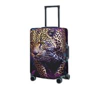 RLDOBOFE Housse de protection élastique pour valise, motif léopard sur fond violet, housse de protection lavable anti-poussière pour bagages de 45,7 à 81,3 cm, Noir/blanc, Small