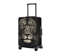 RLDOBOFE Housse de protection élastique pour valise, motif lion avec lignes, housse de protection lavable, anti-poussière pour bagages de 45,7 à 81,3 cm, Noir/blanc, Small