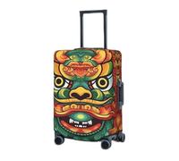 RLDOBOFE Housse de protection élastique pour valise, motif lion chinois, Nouvel An, housse de protection lavable, résistante à la poussière, convient aux bagages de 45,7 à 81,3 cm, Noir/blanc, X-Large