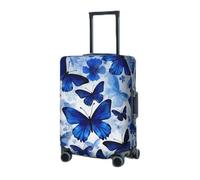 RLDOBOFE Housse de protection élastique pour valise, motif papillons bleus, housse de protection lavable, housse de protection anti-poussière pour bagages de 45,7 à 81,3 cm, Noir , L