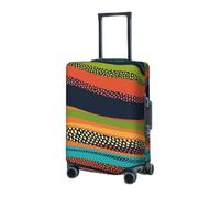 RLDOBOFE Housse de protection élastique pour valise, motif rayé incurvé, lavable, housse de protection anti-poussière pour bagages de 45,7 à 81,3 cm, Noir , M
