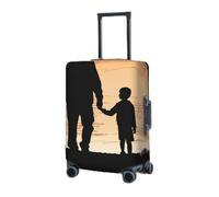 RLDOBOFE Housse de protection élastique pour valise, motif silhouette de père et fils, housse de protection lavable, housse de protection anti-poussière pour bagages de 45,7 à 81,3 cm, Noir/blanc