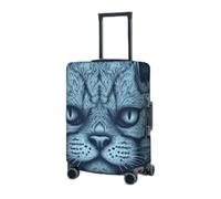 RLDOBOFE Housse de protection élastique pour valise, motif tête de chat bleue, housse de protection lavable, housse de protection anti-poussière pour bagages de 45,7 à 81,3 cm, Noir , x-large