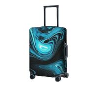 RLDOBOFE Housse de protection élastique pour valise, motif tourbillon noir et bleu, housse de protection lavable anti-poussière pour bagages de 45,7 à 81,3 cm, Noir/blanc, Large
