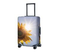 RLDOBOFE Housse de protection élastique pour valise, motif tournesols, fleurs jaunes, housse de protection lavable, anti-poussière pour bagages de 45,7 à 81,3 cm, Noir , x-large