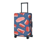 RLDOBOFE Housse de protection élastique pour valise, motif tranches de viande, housse de protection lavable, housse de protection anti-poussière pour bagages de 45,7 à 81,3 cm, Noir , L