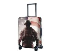 RLDOBOFE Housse de protection élastique pour valise, protection de valise, motif drapeau américain, soldat, housse de protection lavable, housse de protection anti-poussière pour bagages de 45,7 à