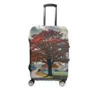 RLDOBOFE Housse de protection pour valises - Anti-rayures - Lavable - Élastique - Motif routes rurales - Forêt, blanc, M, Élégant