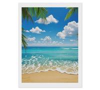 RLDOBOFE Kit de peinture diamant 5D à motif de plage hawaïenne pour adultes - Kit d'art diamant rond 5D pour débutants - Peinture à pois - Décoration murale - Cadeau - 30,5 x 40,6 cm