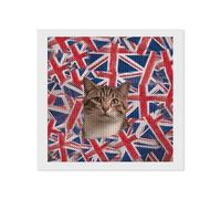 RLDOBOFE Kit de peinture diamant 5D pour adultes, motif chat et drapeau britannique, kit d'art diamant 5D pour débutants, peinture à faire soi-même avec diamants ronds et diamants pour décoration