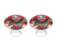 RLDOBOFE Lot de 2 boutons d'armoire ronds de cirque de clown - Poignées de tiroir de commode, de placard - Quincaillerie pour armoires de cuisine et de salle de bain
