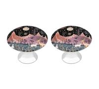 RLDOBOFE Lot de 2 boutons d'armoire ronds en forme d'animaux sur le terrain, poignées de porte d'armoire, quincaillerie pour armoires de cuisine et de salle de bain