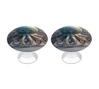 RLDOBOFE Lot de 2 boutons d'armoire ronds en forme de pieuvre, de commode, de porte d'armoire, de cuisine, de salle de bain