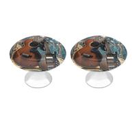RLDOBOFE Lot de 2 boutons d'armoire ronds pour guitare, basse, instruments de musique, commode, poignées de porte d'armoire, quincaillerie pour armoires de cuisine et de salle de bain
