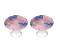 RLDOBOFE Lot de 2 boutons de placard ronds en acier inoxydable avec vis - Motif papillons et étoiles - 2,8 cm - Pour meubles de cuisine