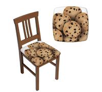 RLDOBOFE Lot de 2 housses de tabouret carrées avec envers antidérapant - Motif biscuits et pépites de chocolat