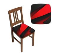 RLDOBOFE Lot de 2 housses de tabouret carrées, élastiques, amovibles et lavables avec envers antidérapant, rouge/noir