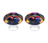 RLDOBOFE Lot de 2 poignées de tiroir rondes en acier inoxydable avec boules de bowling pour cuisine, chambre à coucher, restaurant, boutons de tiroir personnalisés pour placard