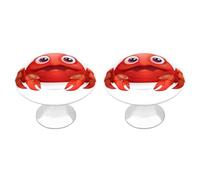 RLDOBOFE Lot de 2 poignées de tiroir rondes en forme de crabe rouge pour cuisine, chambre à coucher, armoire en acier inoxydable, boutons de tiroir personnalisés pour placard