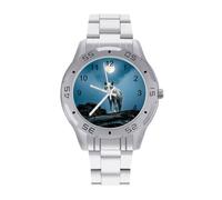 RLDOBOFE Montre-bracelet unisexe en acier inoxydable avec grand cadran
