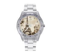 RLDOBOFE Montre-bracelet unisexe en acier inoxydable avec grand cadran