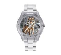 RLDOBOFE Montre-bracelet unisexe en acier inoxydable avec grand cadran