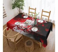RLDOBOFE Nappe rectangulaire rouge, noire, blanche, abstraite, imperméable, résistante aux taches, lavable, pour cuisine, salle à manger, décoration pour extérieur et intérieur, 137 x 183 cm