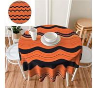 RLDOBOFE Nappe ronde de 152,4 cm - Motif à rayures ondulées - Imperméable - Résistante aux taches - Lavable - Décoration de table de style rustique - Pour table à manger, pique-nique, fête, mariage