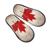RLDOBOFE Pantoufles rétro imprimées avec drapeau du Canada - Chaussons d'intérieur confortables - Unisexe - En peluche douce, Noir, One Size