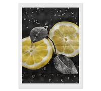RLDOBOFE Peinture diamant ronde unisexe motif citron avec diamants noirs et blancs pour débutants, 30,5 x 40,6 cm, peinture diamant personnalisée pour décoration murale, loisirs créatifs, peinture à