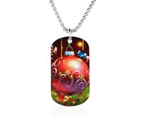 RLDOBOFE Pendentif en forme de boule de Noël avec plaque d'identité militaire personnalisée avec chaîne vénitienne, bijou souvenir pour homme, femme, mari