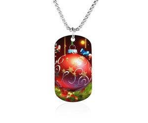 RLDOBOFE Pendentif en forme de boule de Noël avec plaque d'identité militaire personnalisée avec chaîne vénitienne, bijou souvenir pour homme, femme, mari