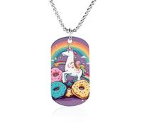 RLDOBOFE Pendentif en forme de plaque d'identité arc-en-ciel en forme de donut avec chaîne vénitienne, cadeau souvenir pour homme, femme, mari