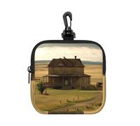RLDOBOFE Petite pochette en néoprène, mini trousse de maquillage portable avec mousqueton porte-clés étanche, sac de rangement pour pièces de monnaie, sac de rangement pour la maison dans la prairie