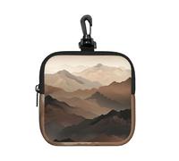 RLDOBOFE Petite pochette en néoprène, mini trousse de maquillage portable avec mousqueton porte-clés étanche, sac de rangement pour pièces de monnaie, sac de rangement Smoky Mountains, organiseur de