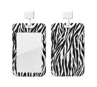 RLDOBOFE Porte-badge coulissant avec fenêtre transparente imprimé zèbre vertical en plastique pour cartes de travail, cartes d'identité, cartes de crédit pour permis de conduire de bureau et