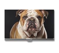 RLDOBOFE Porte-cartes de visite en forme de bouledogue anglais, étui fin en alliage d'aluminium, porte-cartes de nom pour femme, homme, poche ou sac de rangement, employés de bureau