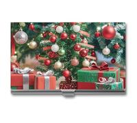 RLDOBOFE Porte-cartes de visite fin pour décoration de Noël - Avec boucle de fermeture - Portable - Professionnel - Cadeau pour homme et femme