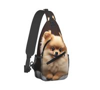 RLDOBOFE Sac à bandoulière pour femme et homme, sac à bandoulière mignon de Poméranie, petit sac à dos à bandoulière, sac banane, noir, taille unique, noir, taille unique, Noir , Taille unique