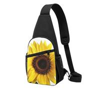 RLDOBOFE Sac à bandoulière pour femme et homme, sac à bandoulière motif tournesol, petit sac à dos, sac banane, noir, taille unique