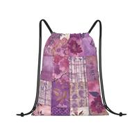 RLDOBOFE Sac à dos à cordon de serrage avec cordon de serrage My Love for You is Forever pour voyage, Collage de fleurs violettes, taille unique