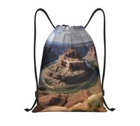 RLDOBOFE Sac à dos à cordon de serrage pliable avec cordon de serrage Grand Canyon Arizona pour voyage, Noir/blanc, S
