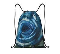 RLDOBOFE Sac à dos à cordon de serrage pliable avec cordon de serrage Motif roses bleues, Noir/blanc, M